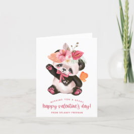 Cute Tropical Panda Kids Valentine Day Card Helgkort