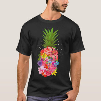 Cute Tropical Pineapple Flowers Aloha Hawaii Gift T Shirt