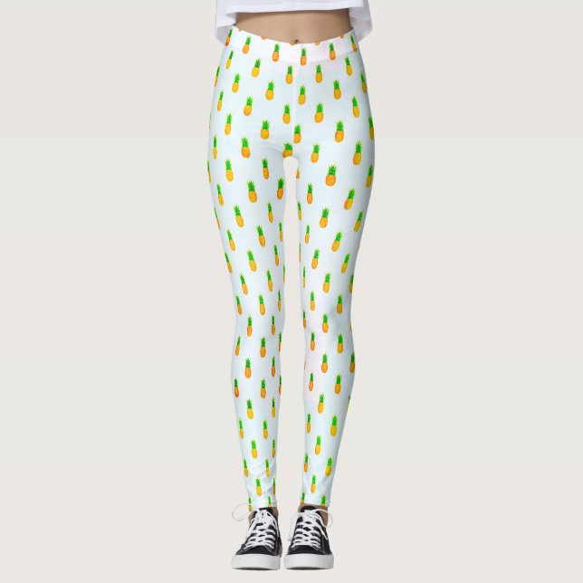 Cute Tropical Pineapple Pattern Leggings (Framsida)