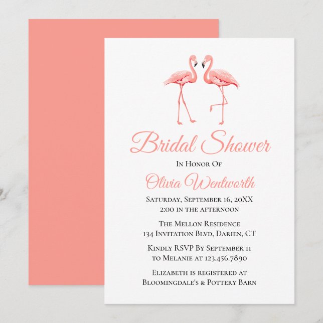Cute Tropical Rosa Flamingo Möhippa Inbjudningar (Fram/baksida)