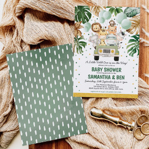 Cute Tropical Safari Jungle Animals Baby Shower Inbjudningar