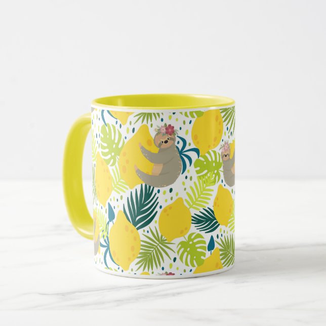 Cute Tropical Sloths Mugg (Framsida vänster)