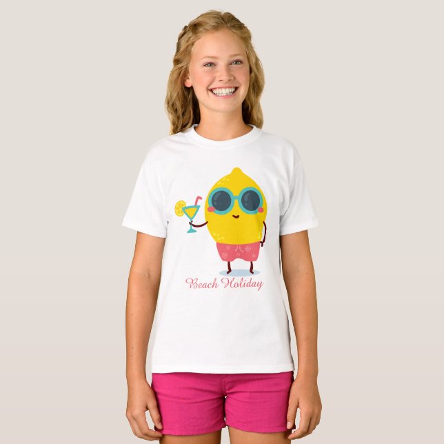 Cute Tropical Summer Beach helgdag Lemon Funny T Shirt (Hel framsida)