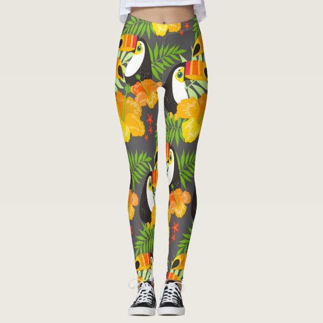 Cute Tropical Toucan Leggings (Framsida)