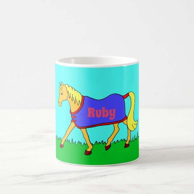 Cute Trotting Pony med Namn på Matta Kaffemugg (Center)
