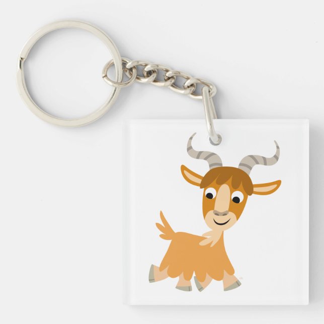 Cute Trotting Tecknad Goat Acrylic Keychain (Framsidan)