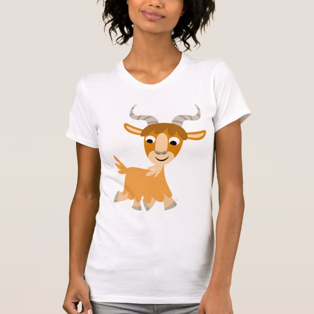 Cute Trotting Tecknad Goat Women T-Shirt (Framsida)