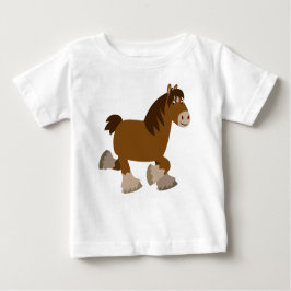 Cute Trotting Tecknad Shire Horse Baby T-Shirt