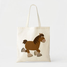 Cute Trotting Tecknad Shire Horse Bag Tygkasse