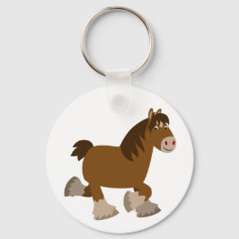 Cute Trotting Tecknad Shire Horse Keychain Nyckelring