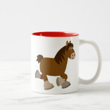 Cute Trotting Tecknad Shire Horse Mugg