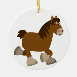 Cute Trotting Tecknad Shire Horse Ornament