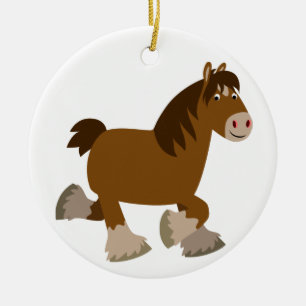 Cute Trotting Tecknad Shire Horse Ornament