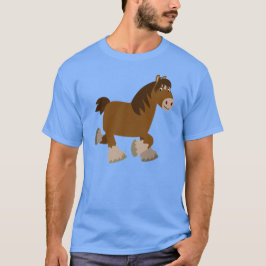 Cute Trotting Tecknad Shire Horse T-Shirt