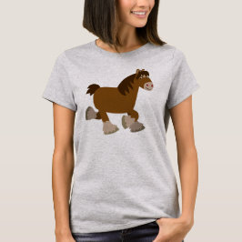 Cute Trotting Tecknad Shire Horse Women T-Shirt