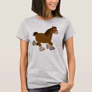 Cute Trotting Tecknad Shire Horse Women T-Shirt