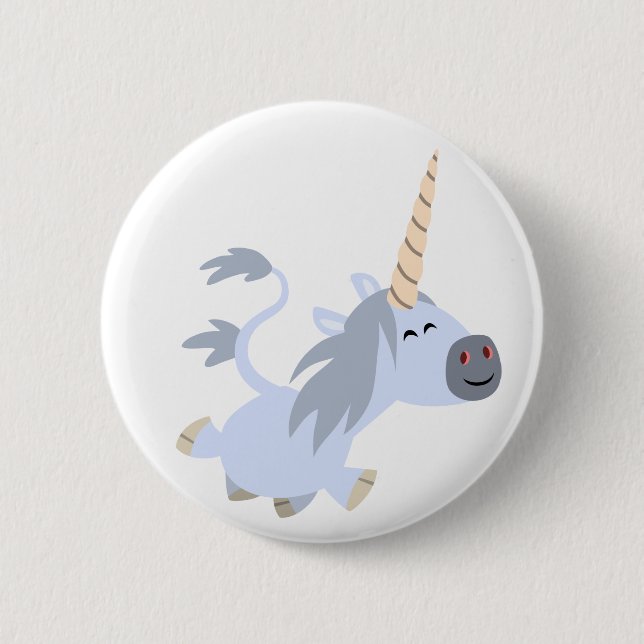 Cute Trotting Tecknad Unicorn Button Badge Knapp (Framsida)