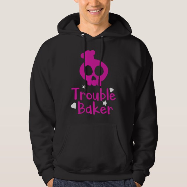 Cute Trouble Baker Girls Women Chef Cooking Bakery Hoodie (Framsida)