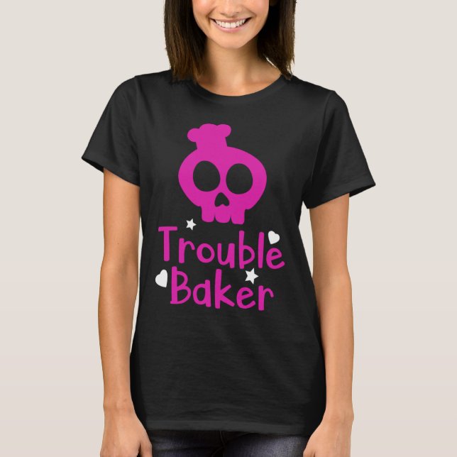 Cute Trouble Baker Girls Women Chef Cooking Bakery T Shirt (Framsida)
