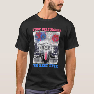 Cute TRUMP 4:e juli YUGE FIREWORKS USA flagga Sum T Shirt