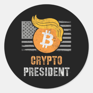 Cute Trump America Crypto President Inauguration B Runt Klistermärke