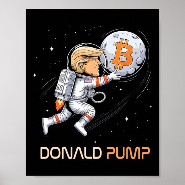 Cute Trump Bitcoin Donald Pump Crypto Bull Preside Poster (Framsidan)