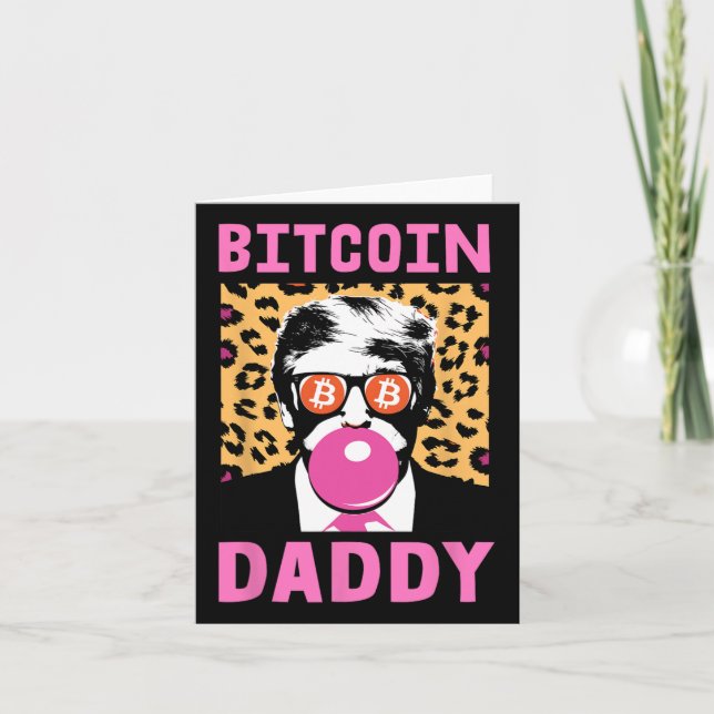Cute Trump Bitcoin pappa Crypto Finance Money Crew Kort (Framsida)