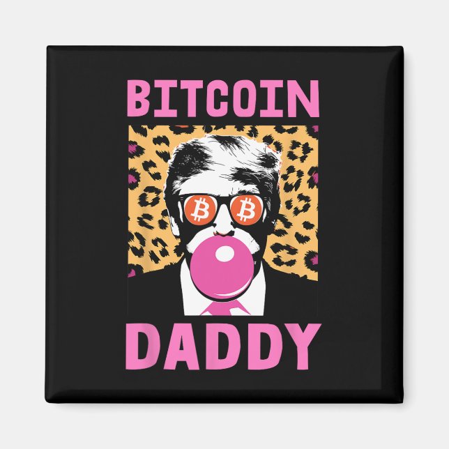 Cute Trump Bitcoin pappa Crypto Finance Money Crew Magnet (Framsidan)