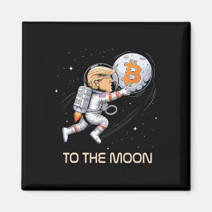 Cute Trump Bitcoin till Måne som investerar Stiga Magnet