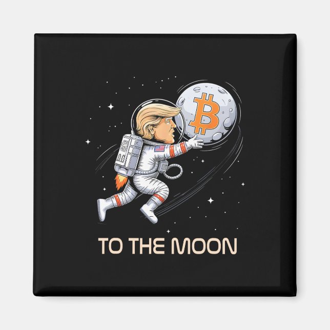Cute Trump Bitcoin till Måne som investerar Stiga  Magnet (Framsidan)