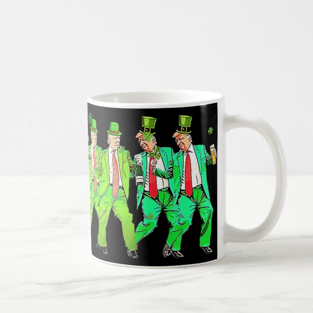 Cute Trump Dance St. Patricks Day Funny Trump Patr Kaffemugg (Höger)