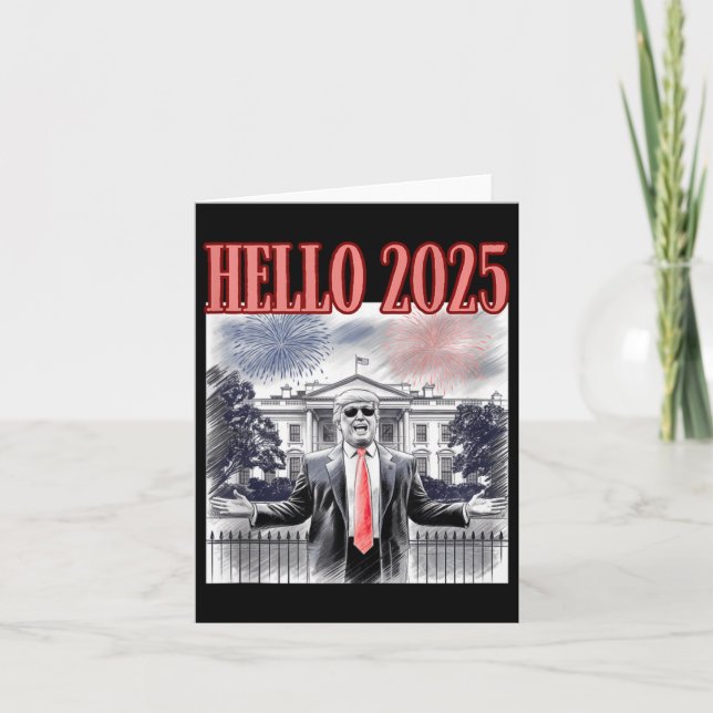 Cute Trump Hej 2025 Nyår Kväll Konservativ Da Kort (Framsida)
