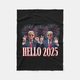 Cute Trump Hej 2025 nyårsinstallationer i Kväll Fleecefilt