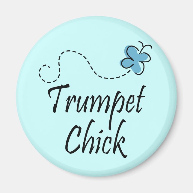 Cute Trumpet Chick Music Magnet (Framsidan)