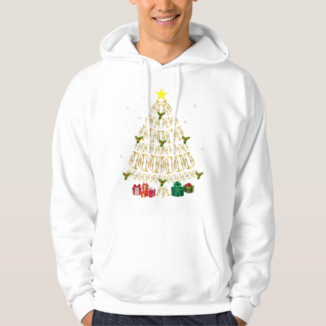 Cute Trumpet Julgran Decor Julafton Hoodie (Framsida)