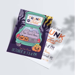 Cute Trunk eller Treat Anpassningsbar Halloween Fl Flygblad