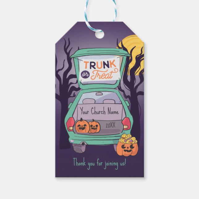 Cute Trunk eller Treat Anpassningsbar Halloween Gi Presentetikett (Framsidan)