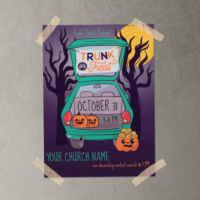 Cute Trunk eller Treat Anpassningsbar Halloween Po Poster (Skapare uppladdad)