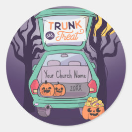 Cute Trunk eller Treat Anpassningsbar Halloween St Runt Klistermärke