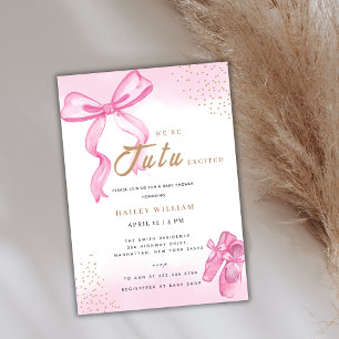 Cute Tu Ballerina Shoes Bow Girl Shower Inbjudningar