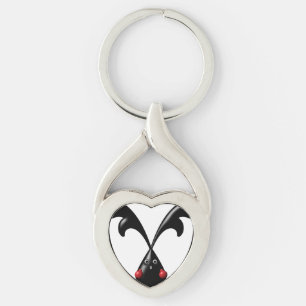 Cute Tuff Bunny Boxer Rabbit Twisted Heart Silverfärgad Nyckelring