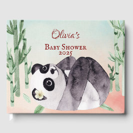 Cute Tumbling Panda Baby Shower Gästböcker