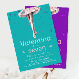 Cute Turcoise Ballerina Dance och Twirl Birthday Inbjudningar
