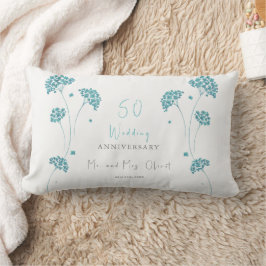 Cute Turcoise Flowers Bröllop-årsdagen 50 år Lumbarkudde