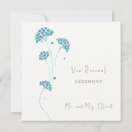 Cute Turcoise Flowers Vow Renewal Call Inbjudningar