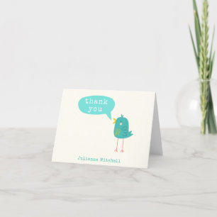 Cute Turcos Blue Bird Namn Personlig Tack Kort