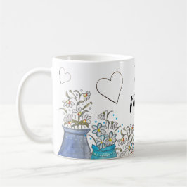 Cute Turcos Blue Boho Blommigt Art Kaffemugg