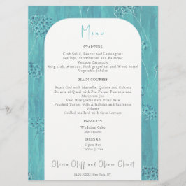 Cute Turcos Flowers Bröllop Menu Meny