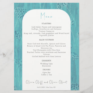 Cute Turcos Flowers Bröllop Menu Meny