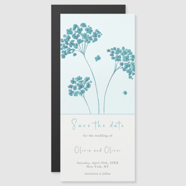 Cute Turcos Flowers Save Date Magnetic (Fram/baksida)
